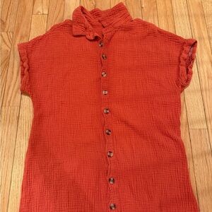 Rust Button-Up Short Sleeve dress